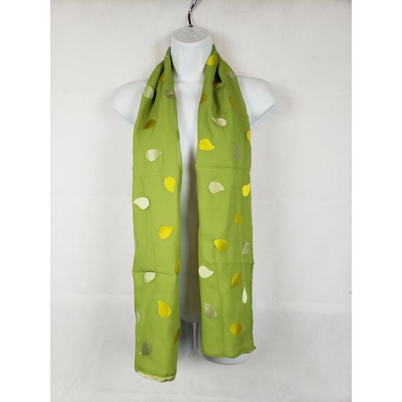 Boutique On the Vine Scarf 4601 Green Leaf Silk 60"X 10" NEW Falling Leaves - Picture 1 of 7